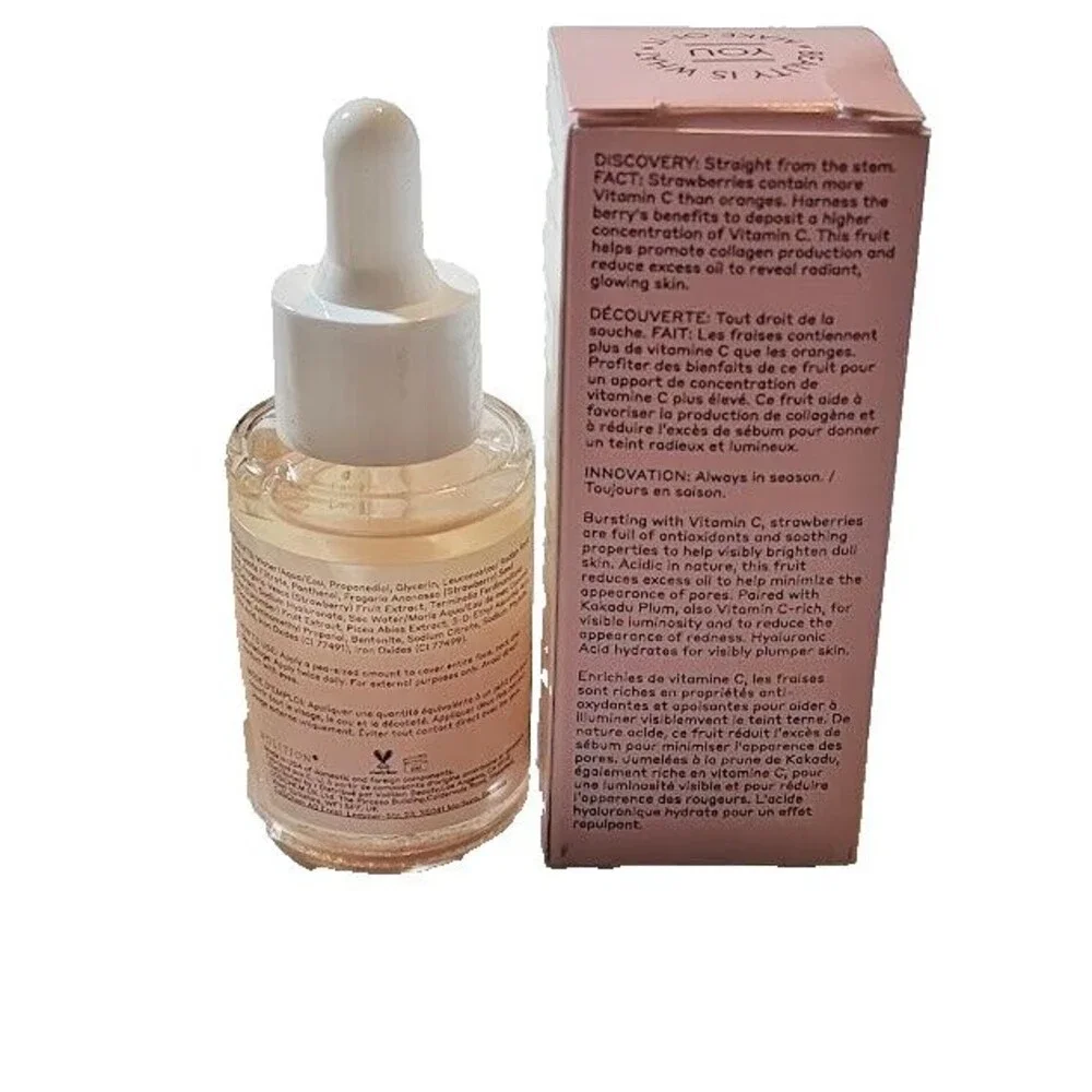 Volition Beauty Strawberry-C Brightening Serum Vitamin C Hyaluronic 1 oz Dropper